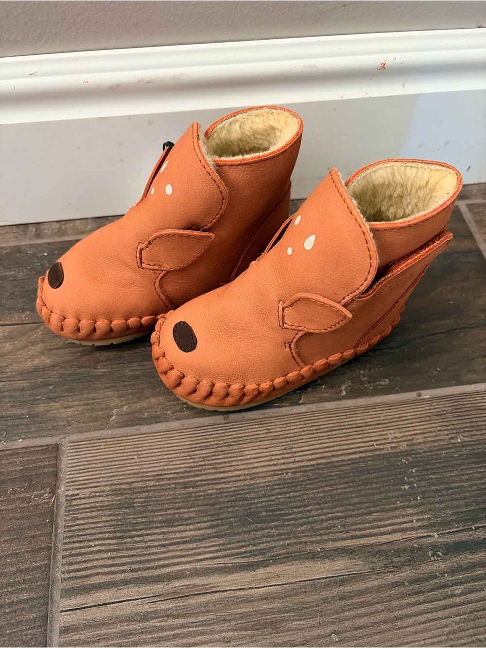 Donsje Rust Orange deer Moccasin Boots